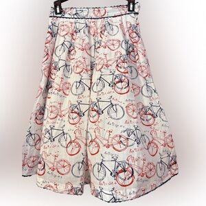 Chic Bicycle Print Skater Skirt - Red and Black - A-Line - Cute - Whimsey
